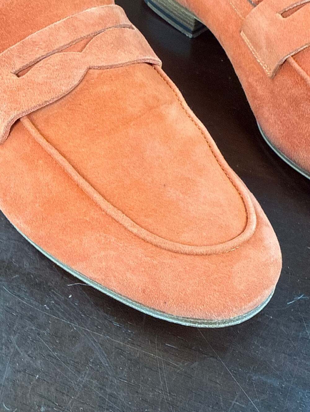 M.Gemi The Sacca Donna Tangerine Orange Suede Penny Loafers, Beautiful Size 40.5 - Picture 8 of 8